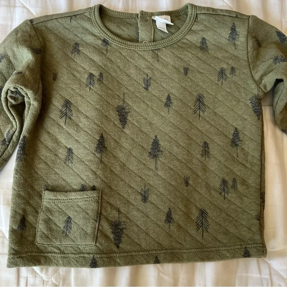 Grayson Collective Quilted Green Forest Print Pullover & Leggings Set Size 12 Mo
